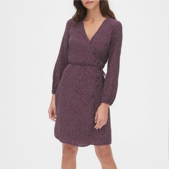 GAP Dresses & Skirts - GAP NWOT maroon/white polka dot midi dress size 20
